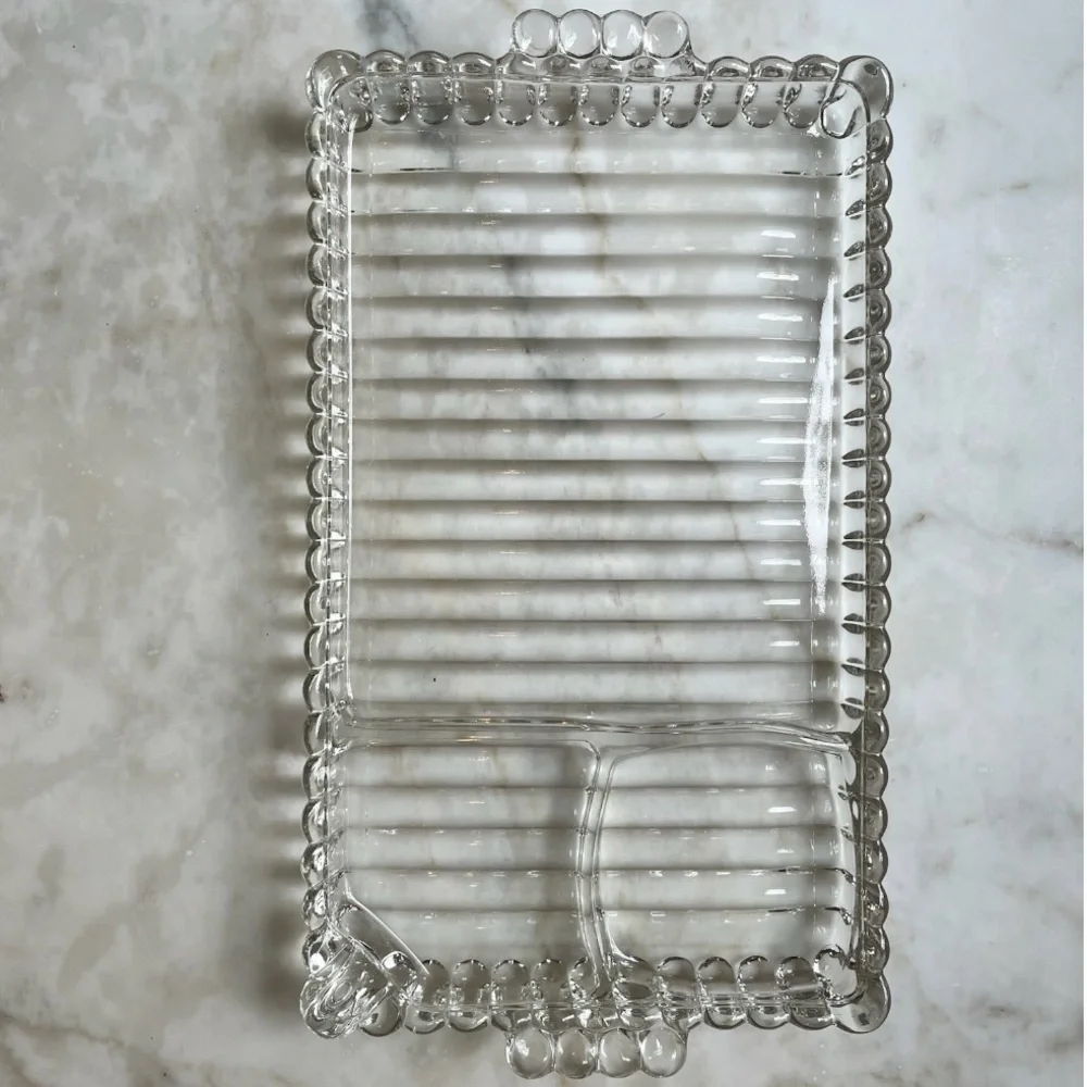 Vintage Bubble Glass Sectioned Organizer Tray